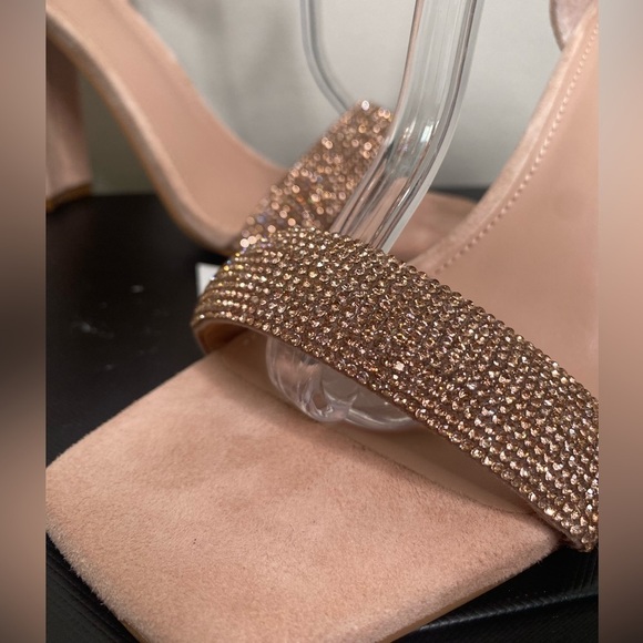 NEW Marc Fisher Angelo Ankle Strap Heels with Rhinestones Suede Size 7.5 - Picture 11 of 17